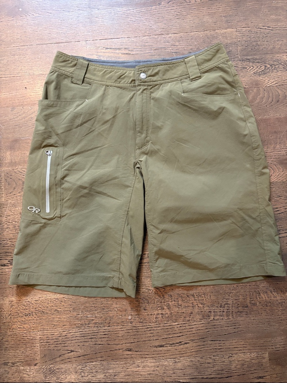 Outdoor Research Men’s Olive Shorts with Side Zip Pocket
